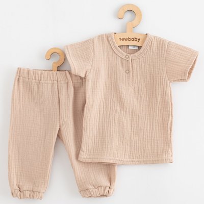 New Baby Kojenecká mušelínová souprava tričko a kalhoty beige – Zboží Dáma
