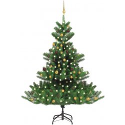 vidaXL Umělý vánoční stromek normandská jedle LED a koule zelený 240cm