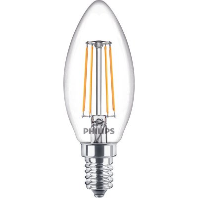Philips LED žárovka E14 Classic Filament B35 4,3W 40W teplá bílá 2700K , svíčka Čirá