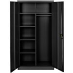 Tectake Plechová policová skříň 6 přihrádek, černá,80 cm – Zboží Dáma