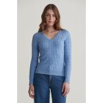 Gant STRETCH COTTON CABLE V-NECK modrá – Sleviste.cz