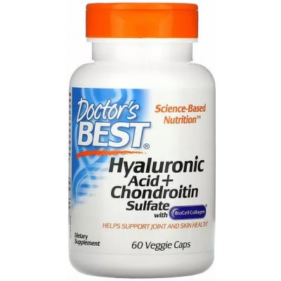 Doctor's Best, Hyaluronic Acid + Chondroitin Sulfate s kolagenem BioCell, 180 rostlinných kapslí