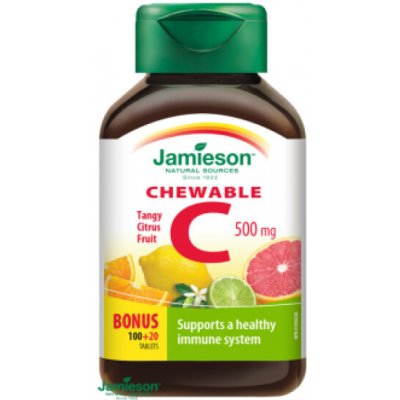 Jamieson Vitamin C 500 mg tablety na cucání s příchutí citrusového ovoce 120 tablet – Hledejceny.cz