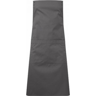 Premier Workwear Zástěra s laclem bez zavazování pro gastro a obsluhu s držákem utěrky a střední kapsou šedá tmavá – Hledejceny.cz