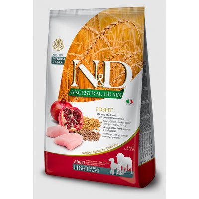 N&D Ancestral Grain DOG Adult Light M/L Chicken & Pomegranate 24 kg