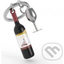 Přívěsek na klíče MTM láhev vína a sklenička