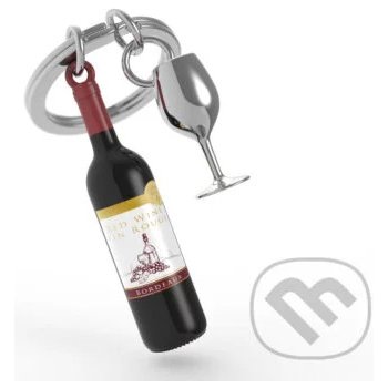 Přívěsek na klíče MTM láhev vína a sklenička