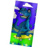 Excellent Plážová osuška fialová 75 x 150 cm Modrý dinosaurus na skateboardu