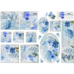 Rýžový papír na decoupage modré květy – Zboží Dáma