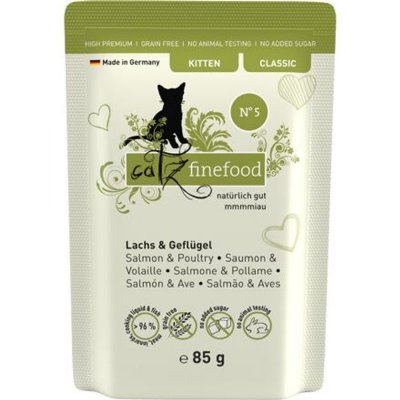 CF Classic Kitten No.5 s lososem drůbežím masem a špenátem 85 g – Zboží Mobilmania