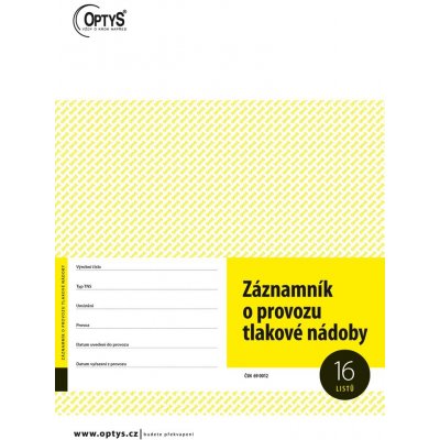 Optys 1236 Záznamník o provozu tlakové nádoby A4 nepropisující 16 listů – Zboží Mobilmania