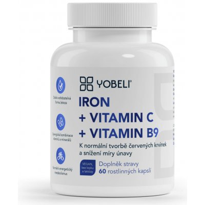 YOBELI® Železo + vitamíny C a B9 YOBELI 60 kapslí – Hledejceny.cz