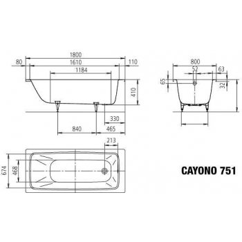 Kaldewei Cayono 180 x 80 cm 275100010001