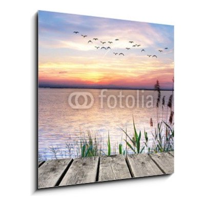 Skleněný obraz 1D - 50 x 50 cm - el lago de las nubes de colores jezero krajina druh – Hledejceny.cz