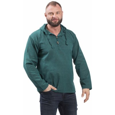 Nepál Etno kurta s kapucí smaragdově zelená – Hledejceny.cz