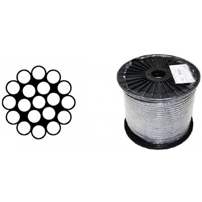 Lano ocelové 1x19, 6mm, Zn, cívka 100m – Zboží Dáma
