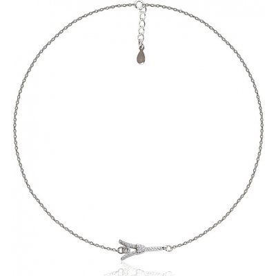 Šperky eshop stříbrný tenký řetízek francouzský symbol Eiffelova věž se zirkony AC15.10
