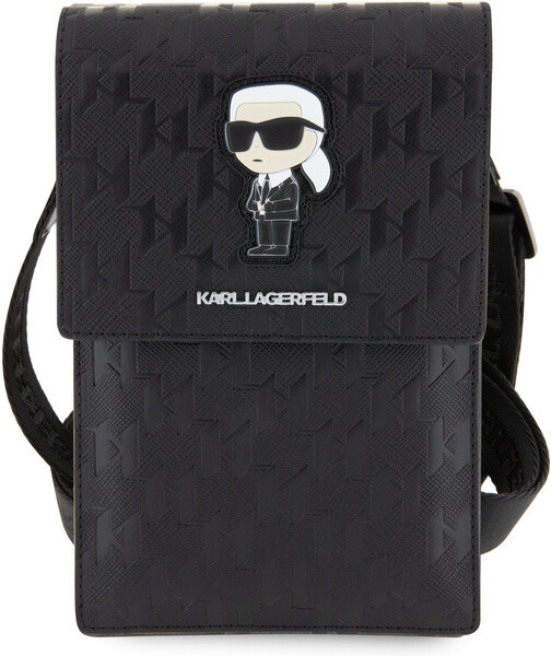 Karl Lagerfeld Saffiano Monogram Wallet Bag Ikonik NFT černé