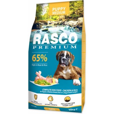 Krmivo Rasco Premium Puppy Medium kuře s rýží 15kg - VÝPRODEJ