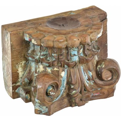 Sanu Babu Antik svícen z teakového dřeva, 35x22x22cm