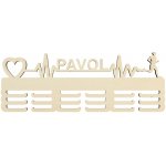 LYMFY Dřevěný věšák na medaile puls srdeční tep + jméno 55cm přírodní dřevo – Zboží Dáma