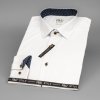 Pánská Košile AMJ pánská košile dlouhý rukáv regular fit s vetkávaným vzorem a modrými doplňky bílá VDR838/13