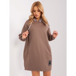 RELEVANCE Hnědé mikinové šaty s kapsami rv-tu-9224.95p-brown