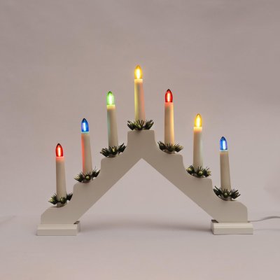 Filament Adventní svícen 2262-210 dřevěný bílý HARLEKÝN 7x34V 0,2W LED mix barev – Hledejceny.cz