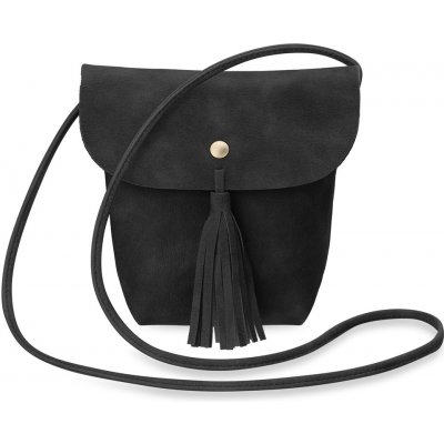 praktická dámská kabelka listonoška s klopou a třásněmi černá – Zboží Mobilmania
