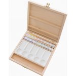 Akvarelové barvy v dřevěné kazetě 18x2,6ml + porcelánová paleta – Hledejceny.cz