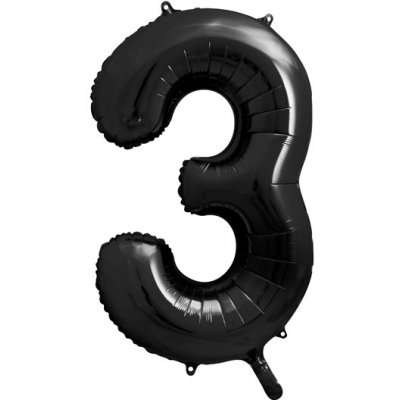 PartyDeco Fóliový balón narozeninové číslo 3 černý 86 cm – Zboží Mobilmania