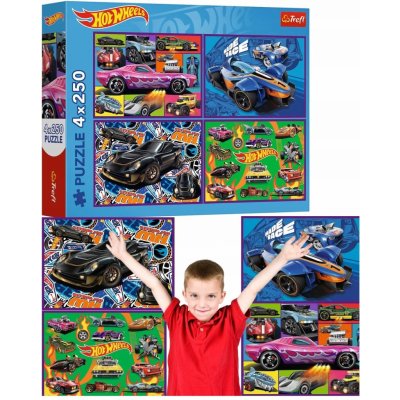 Trefl Hot Wheels 4 x Závodní auta 250 dílků – Zboží Mobilmania