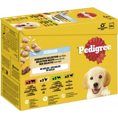 Pedigree Junior Multipack v želé Junior 4 Varianty 12 x 100 g – Zbozi.Blesk.cz