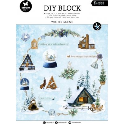 Studio Light DIY Blok s výseky Studio Light Winter Scene, A4 Zima na chatě 32 listů – Zboží Mobilmania