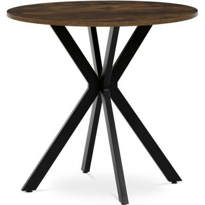 Autronic HT-F4108 OLW Stůl jídelní kulatý 80 x 75 cm MDF staré dřevo černé kovové nohy – Zboží Mobilmania