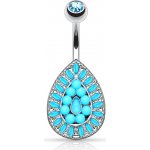 Šperky4U piercing do pupíku s tyrkysovými kamínky WP01310 – Zboží Dáma