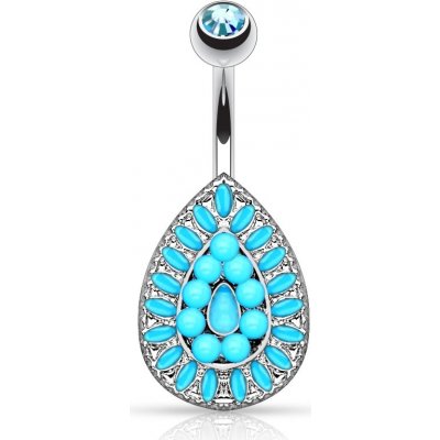 Šperky4U piercing do pupíku s tyrkysovými kamínky WP01310 – Zboží Dáma