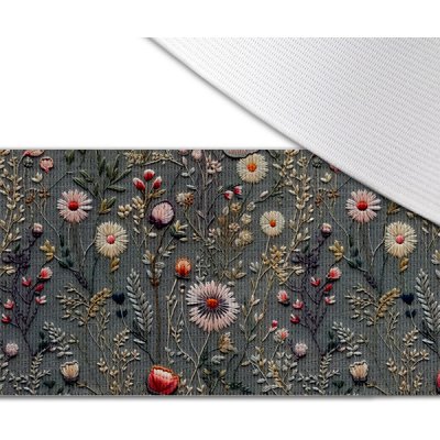 Takoy Sametová guma s potiskem 4 cm vyšívané luční květy potisk šedá Antonia – Zboží Dáma