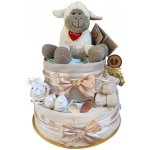 BabyDort dvoupatrový plenkový dort pro miminko neutrální OVEČKA – Zboží Mobilmania