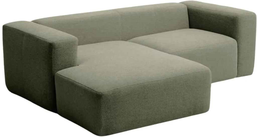Kave Home Zelená manšestrová rohová pohovka Blok 240 cm levá