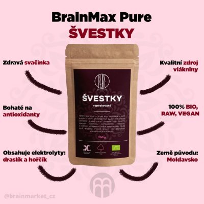 BrainMax Pure Švestky sušené vypeckované BIO 200 g – Zbozi.Blesk.cz