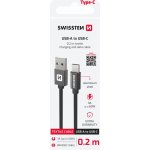 Swissten 71521101 USB 2.0 typ A na C, USB 2.0, zástrčka A - zástrčka C, opletený, 0,2m, černý – Zboží Živě