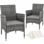 tectake 404551 2 zahradní židle ratanové vč. 4 povlaků - šedá/světle šedá – Hledejceny.cz