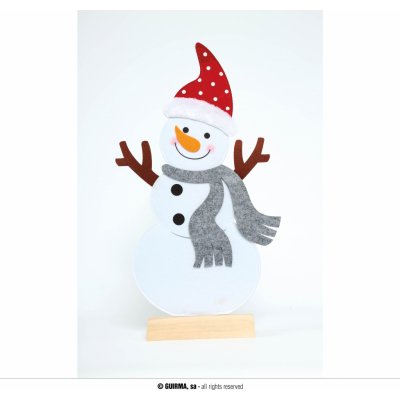 Guirma Sněhulák vánoční dekorace 62 cm na dřevěném podstavci – Zboží Dáma
