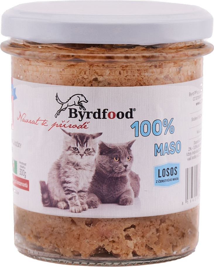 BYRDFOOD Losos 100% maso pro kočky 300 g