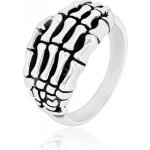 Šperky eshop prsten ze stříbra 925 detailně tvarovaná kostra ruky lesklá ramena patina BB16.05 – Zboží Mobilmania