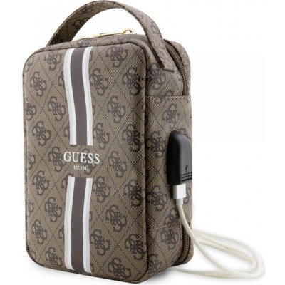 Pouzdro Guess PU 4G Printed Stripes Travel Universal Bag Brown – Zboží Mobilmania