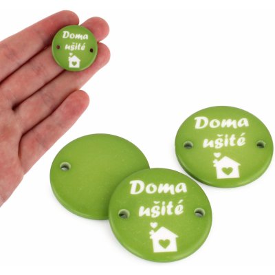 Knoflík - cedulka - doma ušité - zelená - 25,4mm – Hledejceny.cz