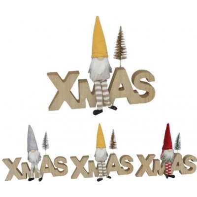 Euro Habitat Vánoční dekorace Mašé nápis XMAS s trpaslíkem – Zboží Mobilmania