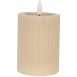 Clayre & Eef Béžová válcová svíčka s vroubkováním Led Candle - Ø 8*13 cm / 2*AA – Hledejceny.cz